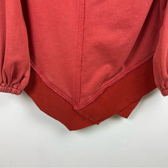 POL Burnt Orange oversized asymmetrical ruffled hem hoodie size: S - Picture 13 of 15